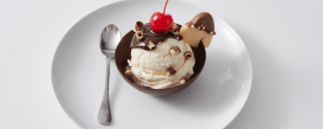 ice cream sundae with cherry on top