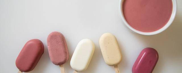 ice cream bars coated in ruby chocolate 