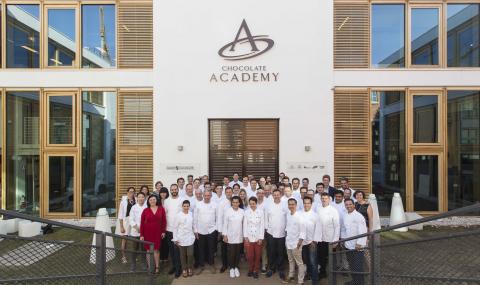 Group picture in front of new CHOCOLATE ACADEMY center Milan/Italy
