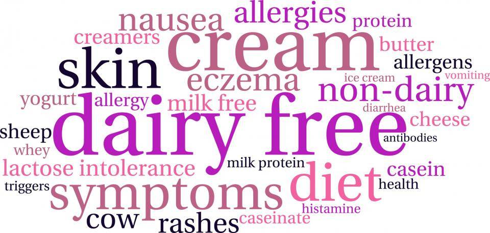 word cloud of dairy-related words