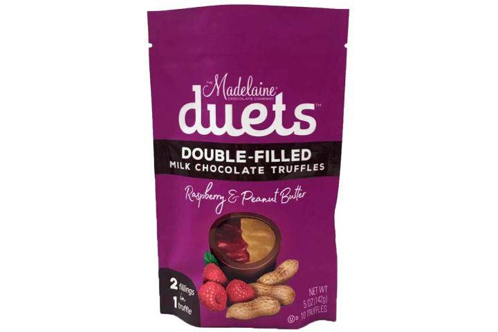 Madelaine’s Duets Double-filled Milk Chocolate Truffles with Raspberry & Peanut Butter