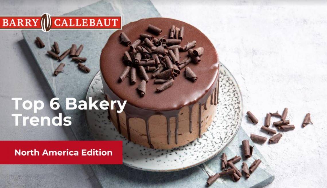 bakery trends report cover image - chocolate cake on tray