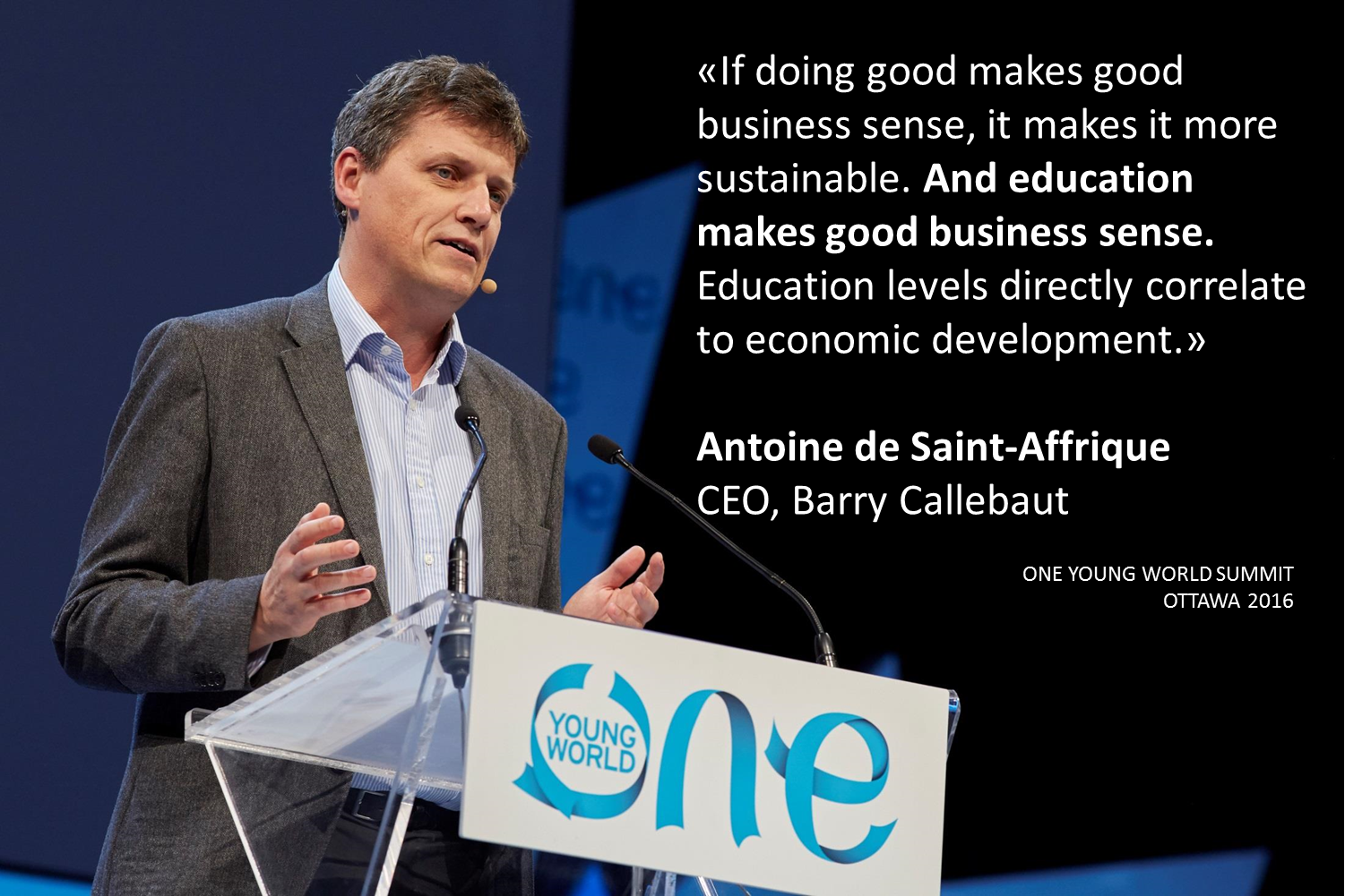 Antoine de Saint-Affrique speaking at One Young World summit in Ottawa/Canada 2016