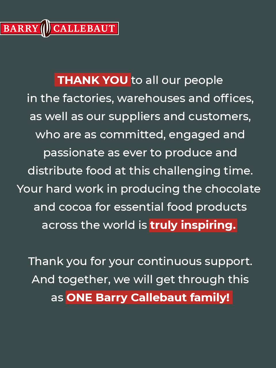 Barry Callebaut Cares During The Coronavirus Pandemic