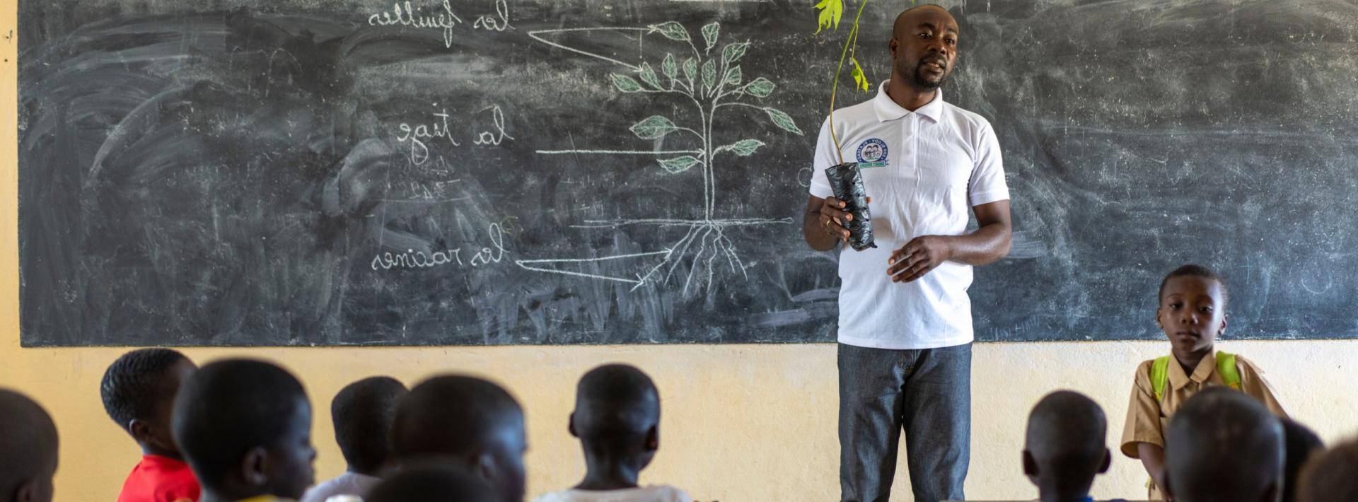 Teacher with students