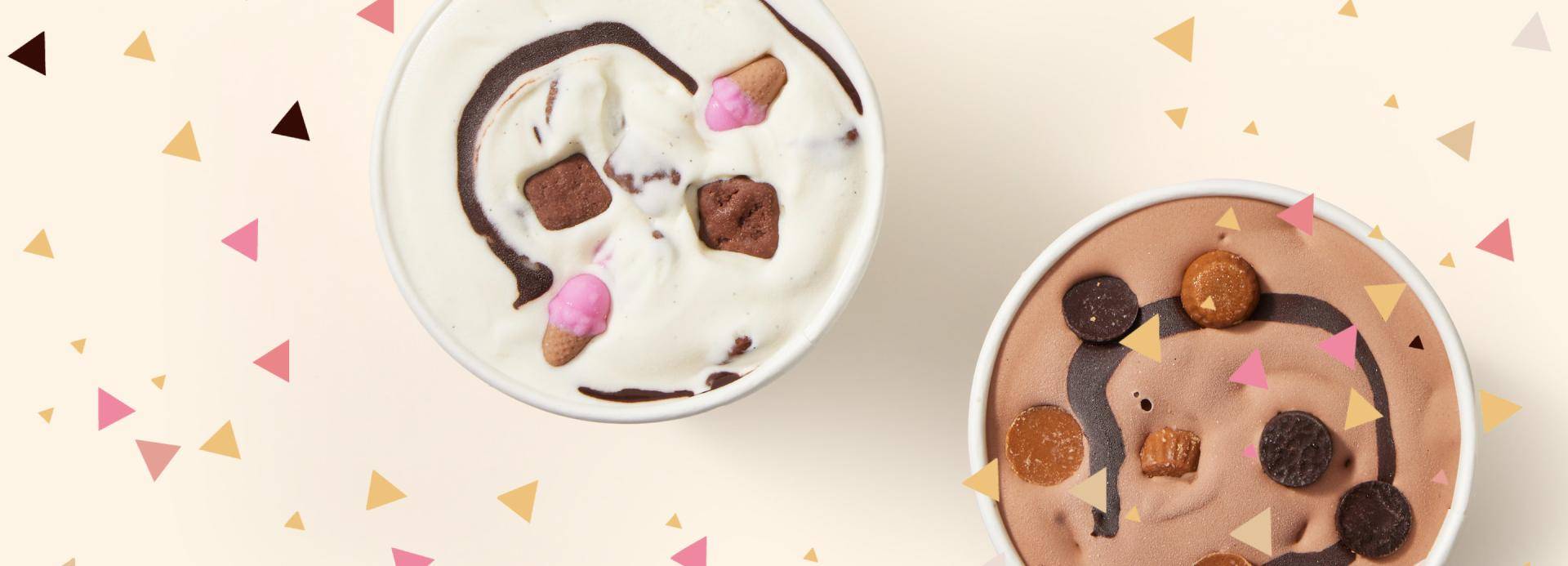 Ice cream points on a cream-colored background
