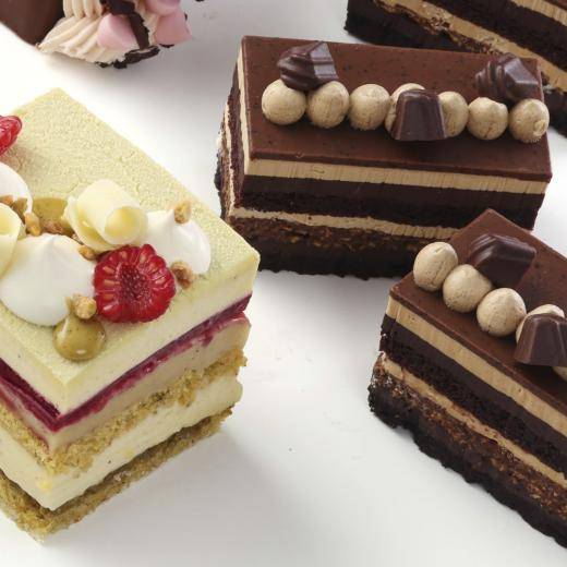 Vanilla and chocolate pieces of cake