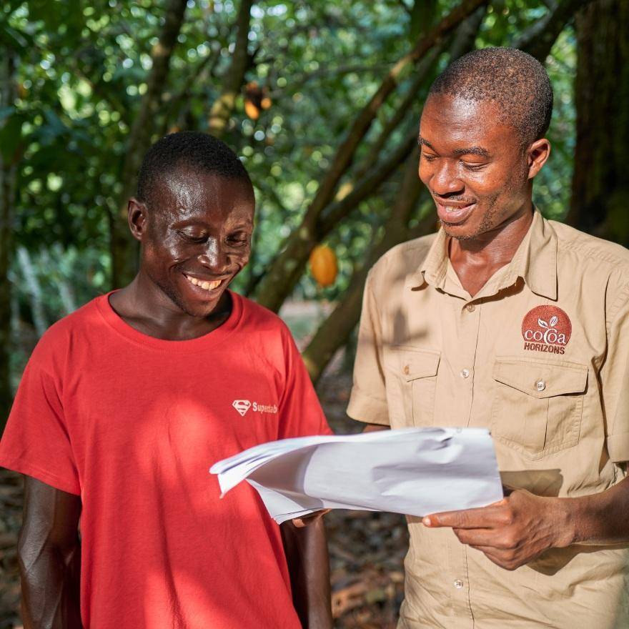 Cocoa farmer with his Cocoa Horizons Coach