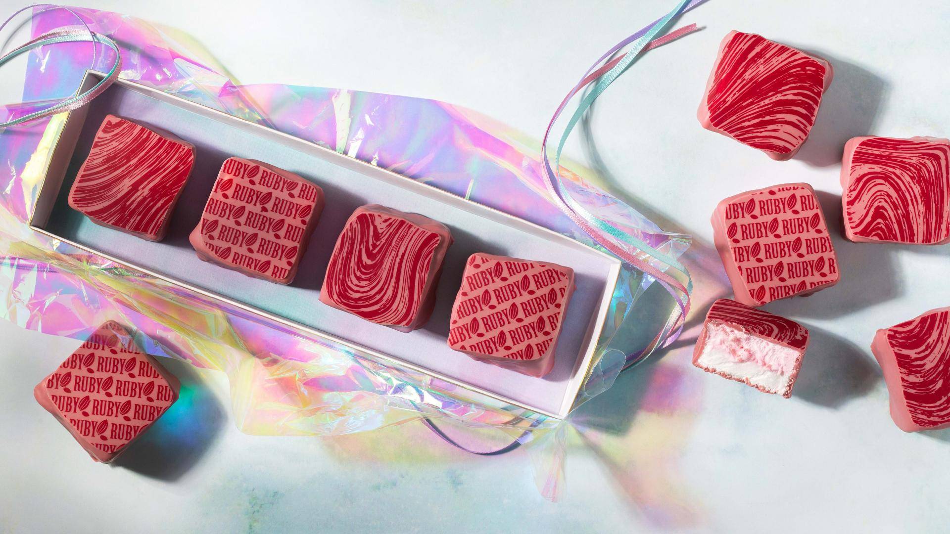 Ruby coated marshmallows with prints