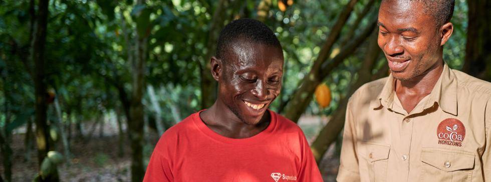 Farmer with his Cocoa Horizons coach 