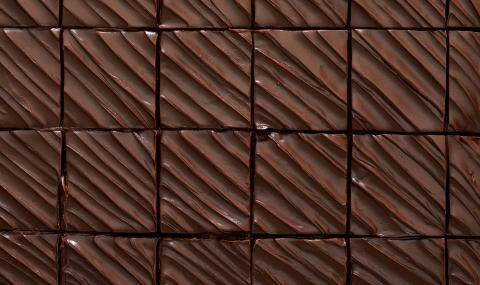 brownies covered in dark chocolate frosting