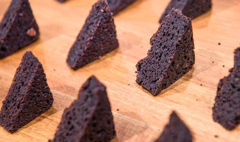 Close-up shot of brownies made using new Bensdorp Natural Dark cocoa powder