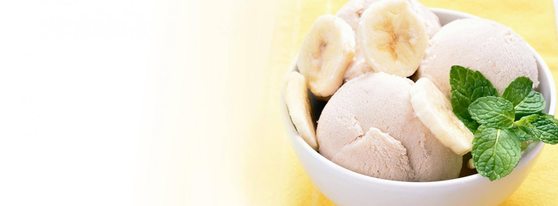 bowl of ice cream with banana slices