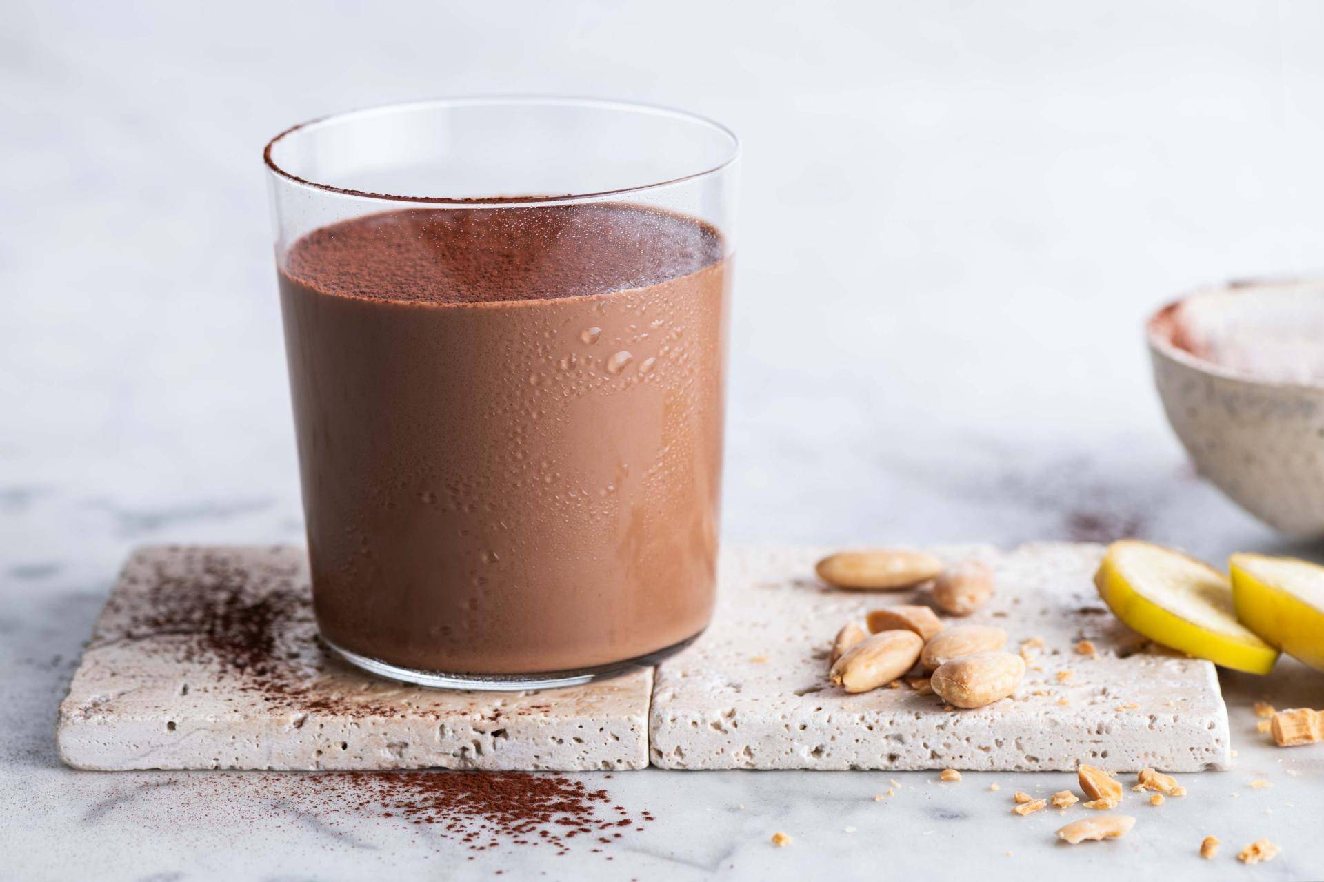 Plant based chocolate milk made with Bensdorp cocoa powder