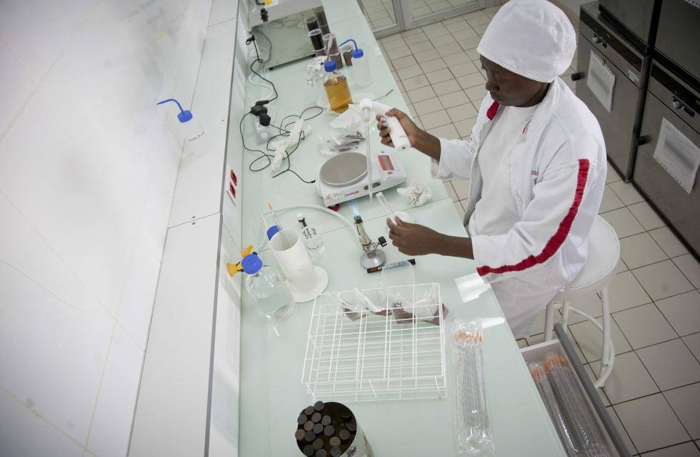 Barry Callebaut female factory worker in Cameroon, Africa