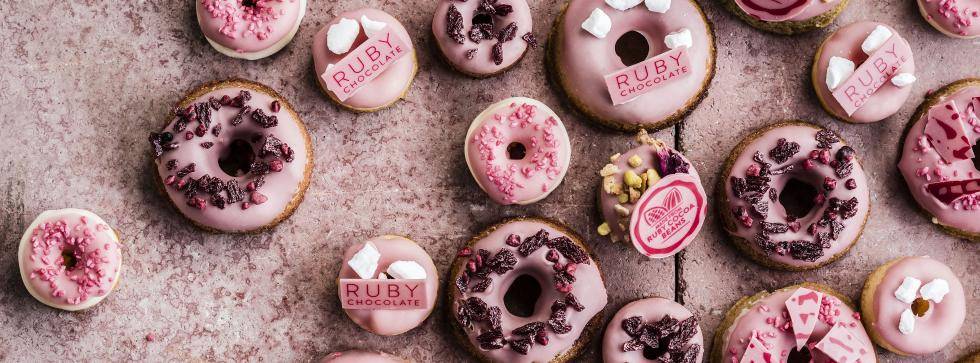 ruby chocolate baked donuts