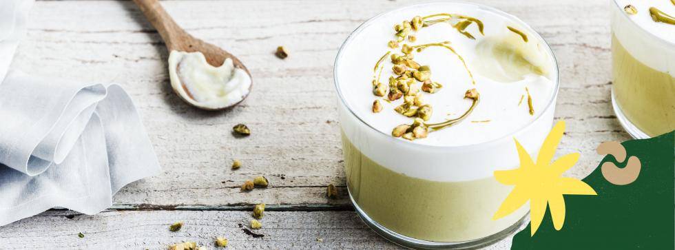 Plant-based dessert with vegan pistachio paste made by Martin Diez