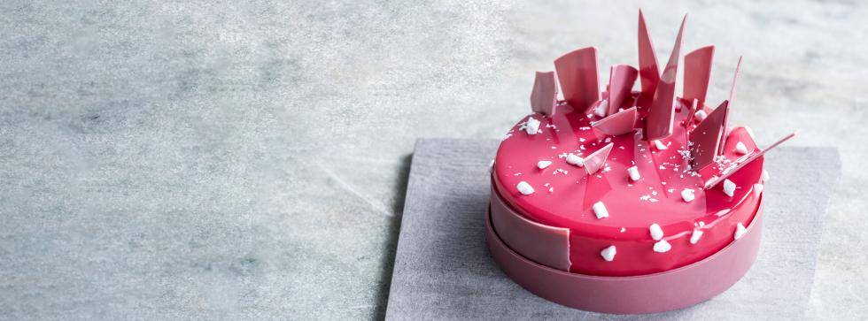 Pink ruby chocolate cheesecake