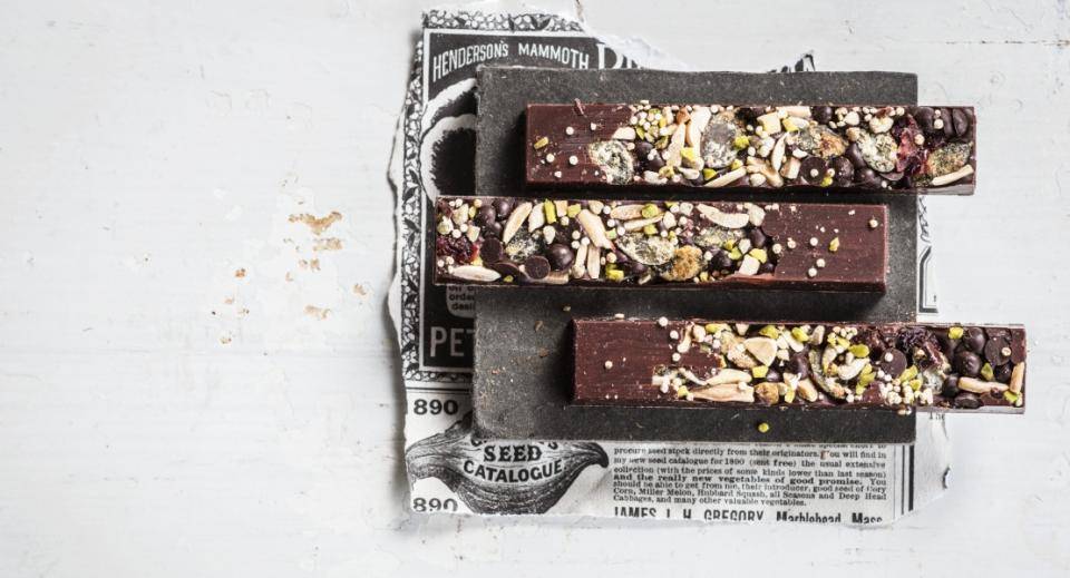 dark chocolate with nuts inclusions