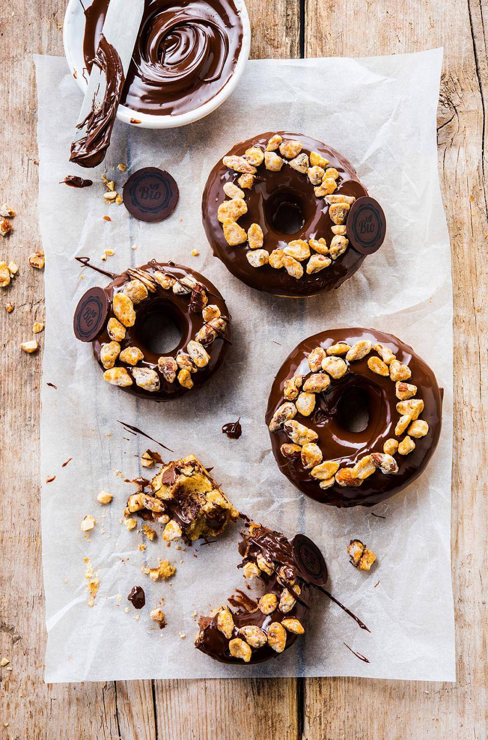 Chocolate fillings and glazings donut