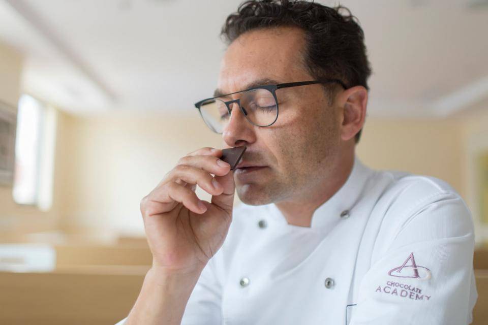 chef smelling chocolate