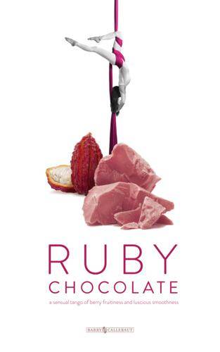 Block of Ruby Chocolate, Ruby Cacao bean and sensual dancer on a rope.