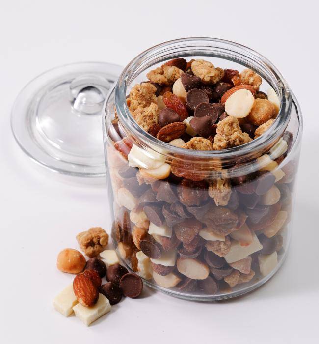 cookie jar filled with trail mix