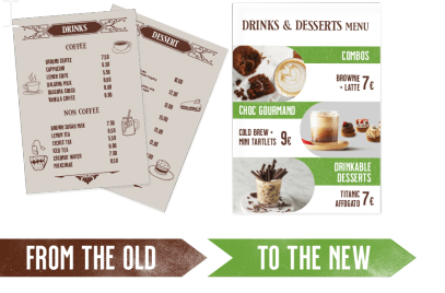 Old New desserts and drinks menu