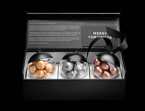 Luxury baubles with too-beautiful to-eat insides by Lakrids, Denmark