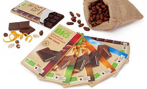 Carrefour organic chocolate tablet range - confectionery