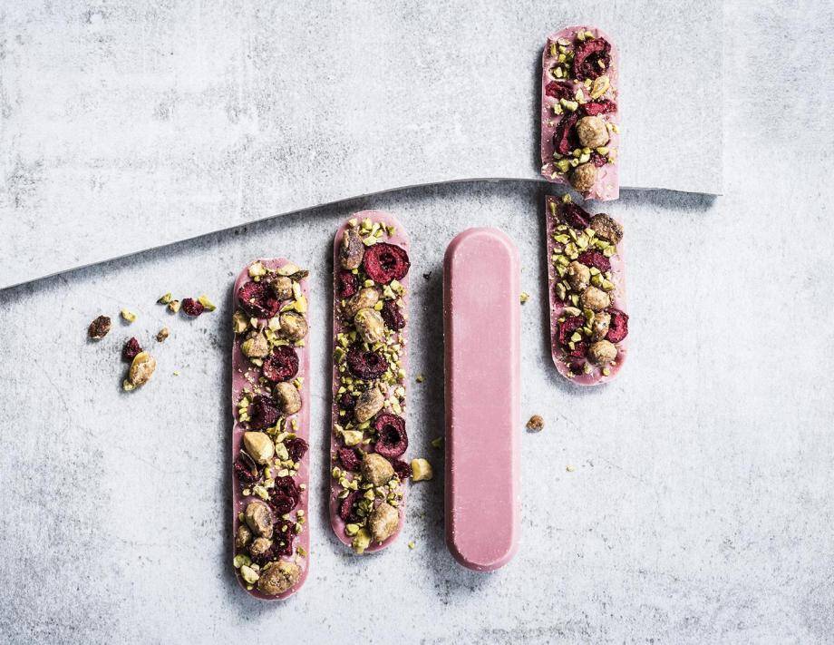 Ruby confection with nuts