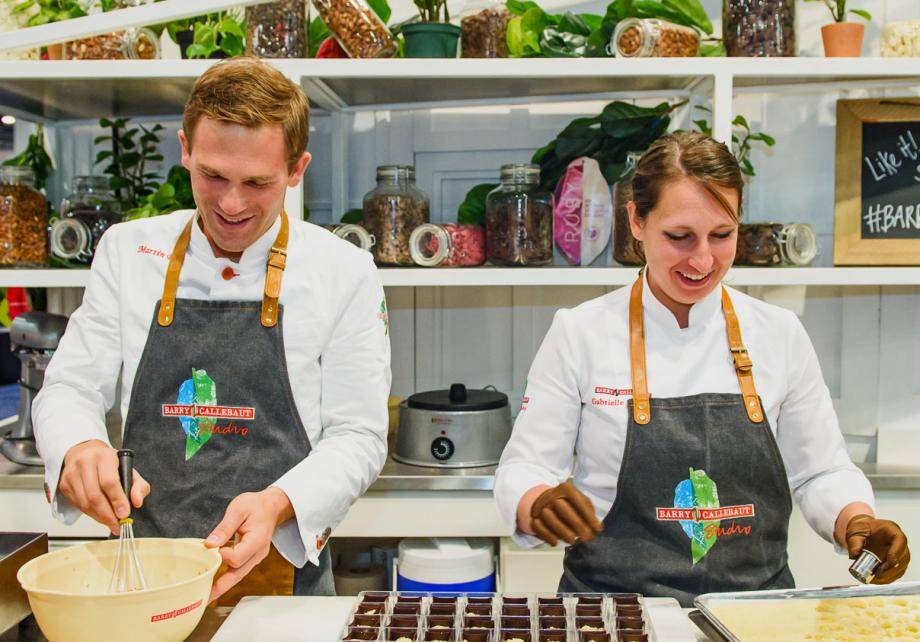 Chefs Gabrielle and Martin prepare treats at the BC Studio booth kitchen