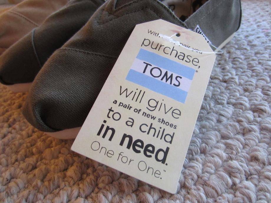 Pair of shoes with label