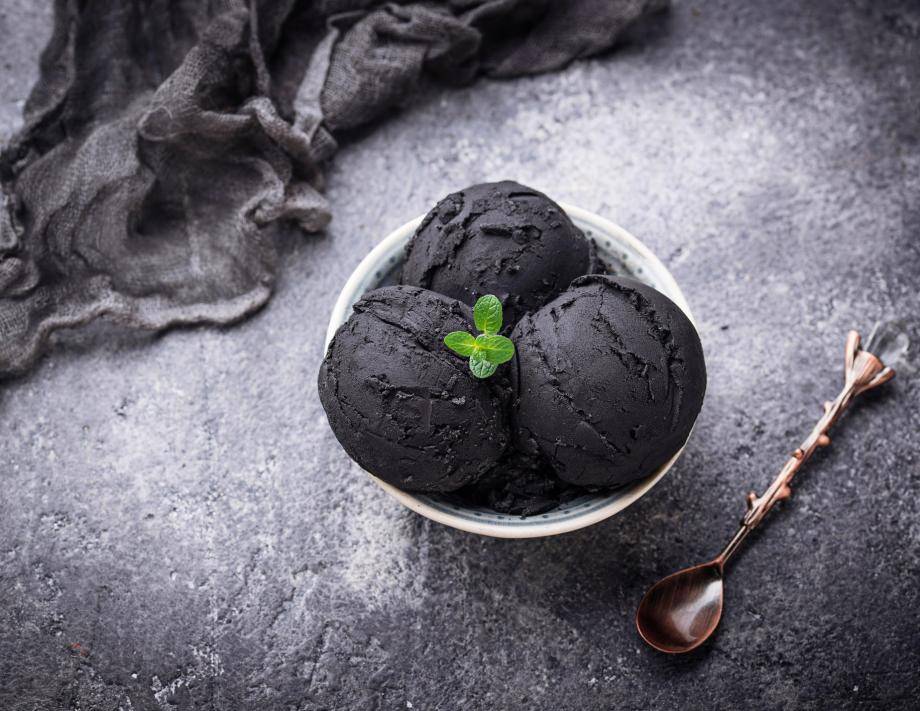 bowl of charcoal ice cream