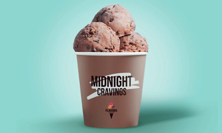 dark chocolate ice cream in a pint