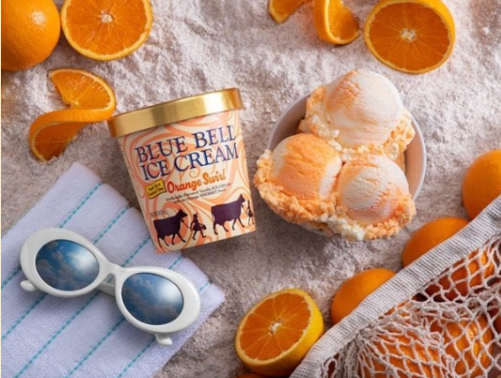 Blue Bell Orange swirl ice cream