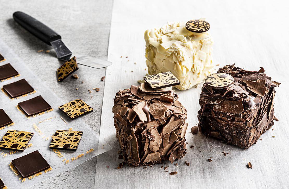 Merveilleux with white, milk and dark chocolate shavings