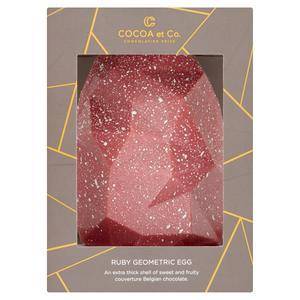 Ruby geometric Easter egg with silver quail pattern