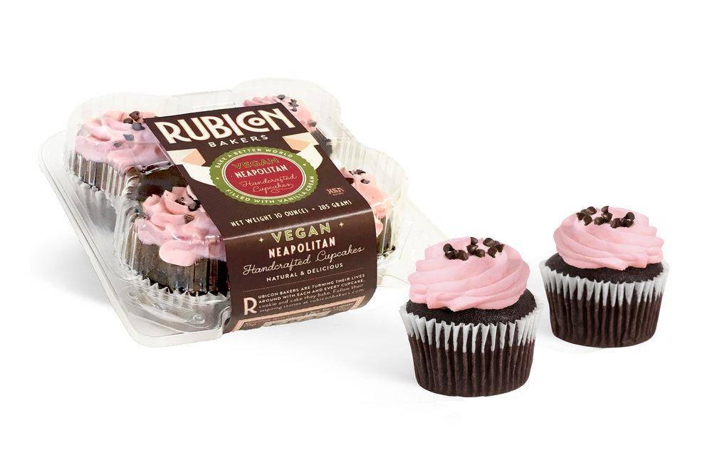 plastic container of cupcakes