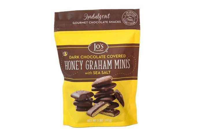 Jo’s Candies Dark Chocolate Covered Honey Graham Minis with Sea Salt