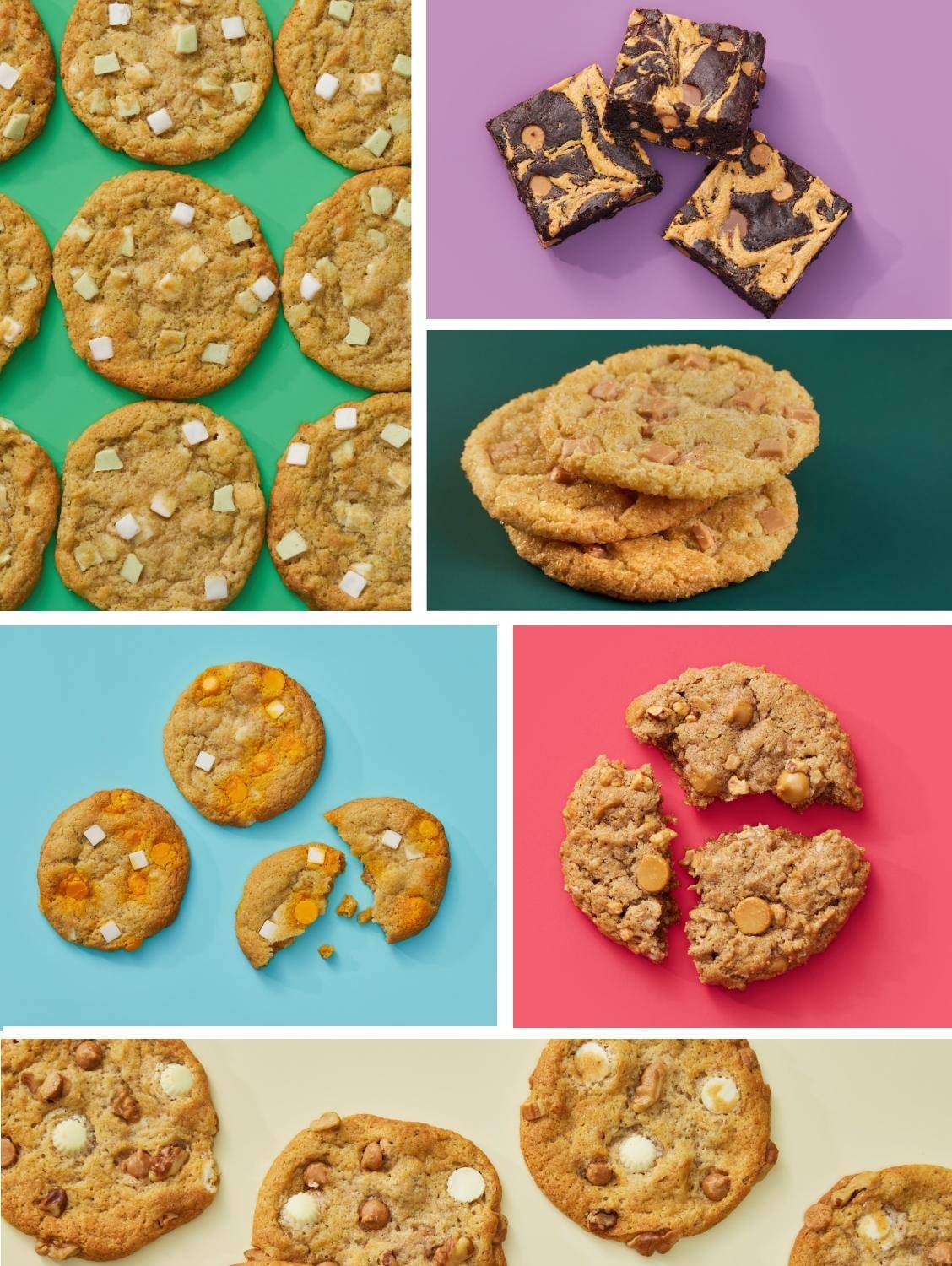 collage of cookies and brownies
