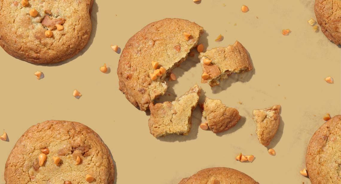 Cookies on a tan background