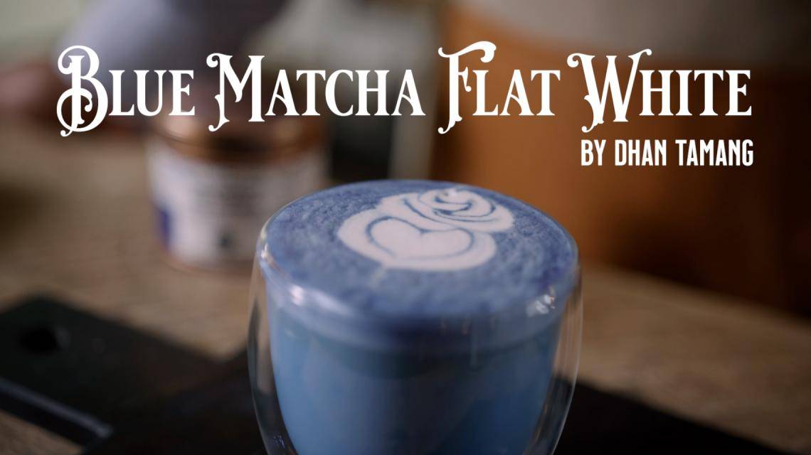 Van Houten Blue Matcha flat white