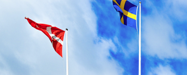 flags of Denmark and Sweden
