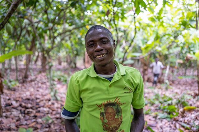 Farmer Jean-Didier in his cocoa farm