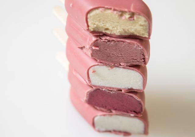 stack of ruby coated ice cream bars
