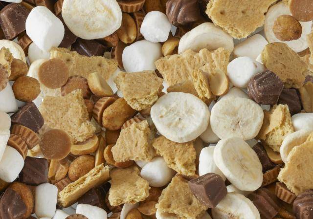 close-up shot of fluffernutter trail mix